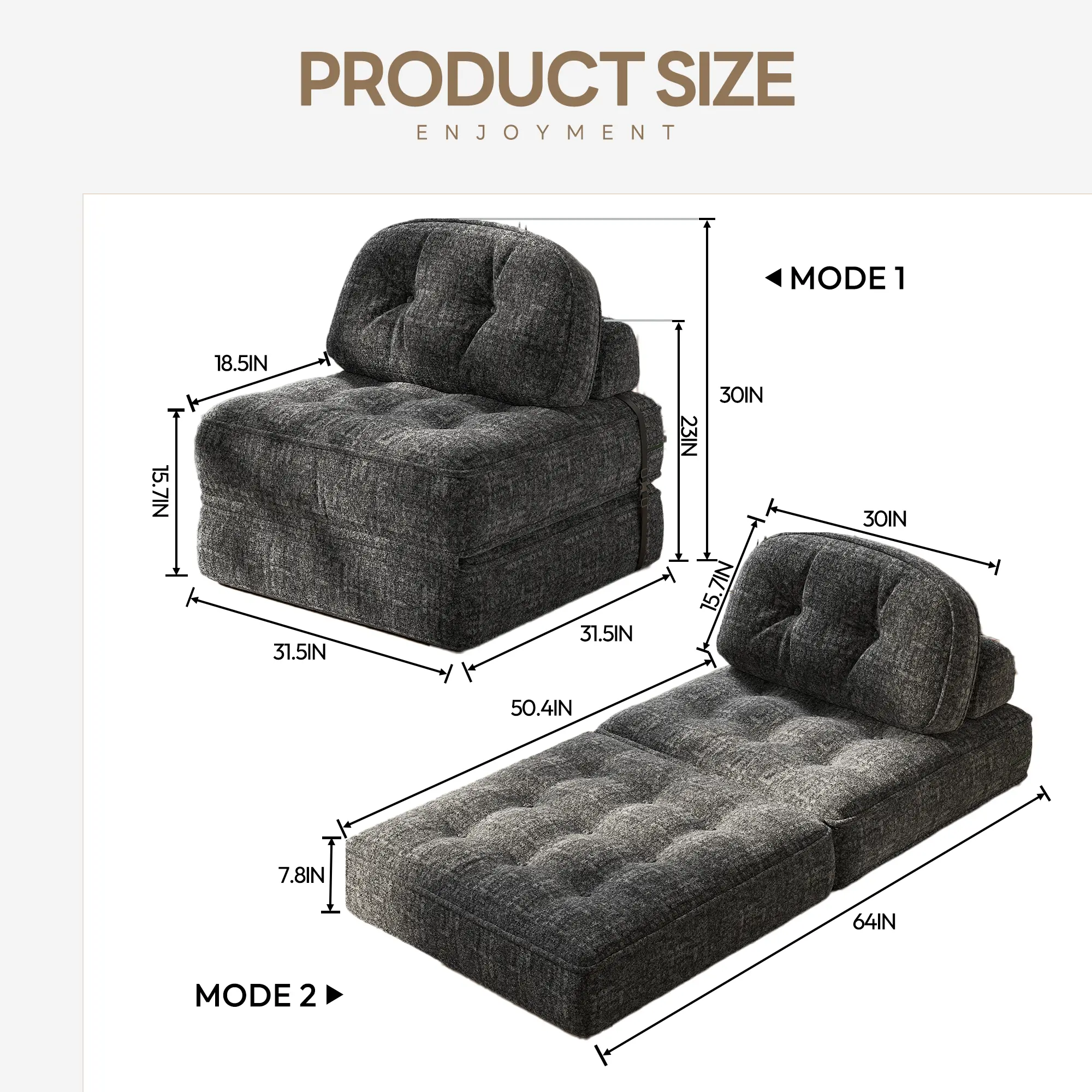 Summervibes Dowinx Foldable Velvet Sofa Bed - Image 7