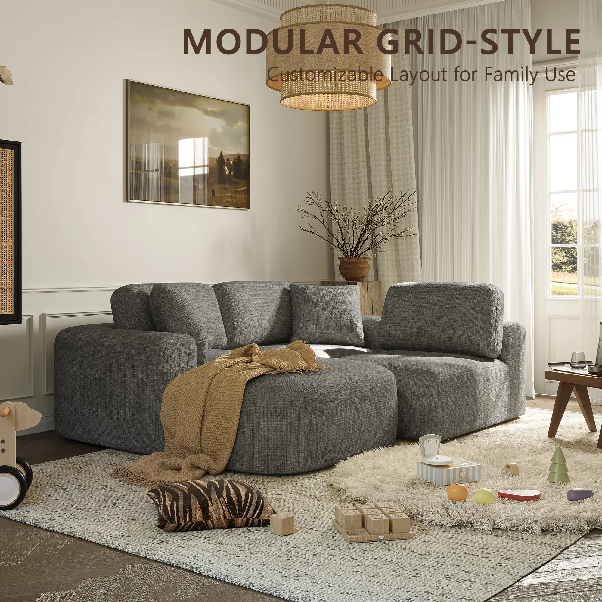 107'' Modular Sectional Sofa Couch with Chaise - Image 10