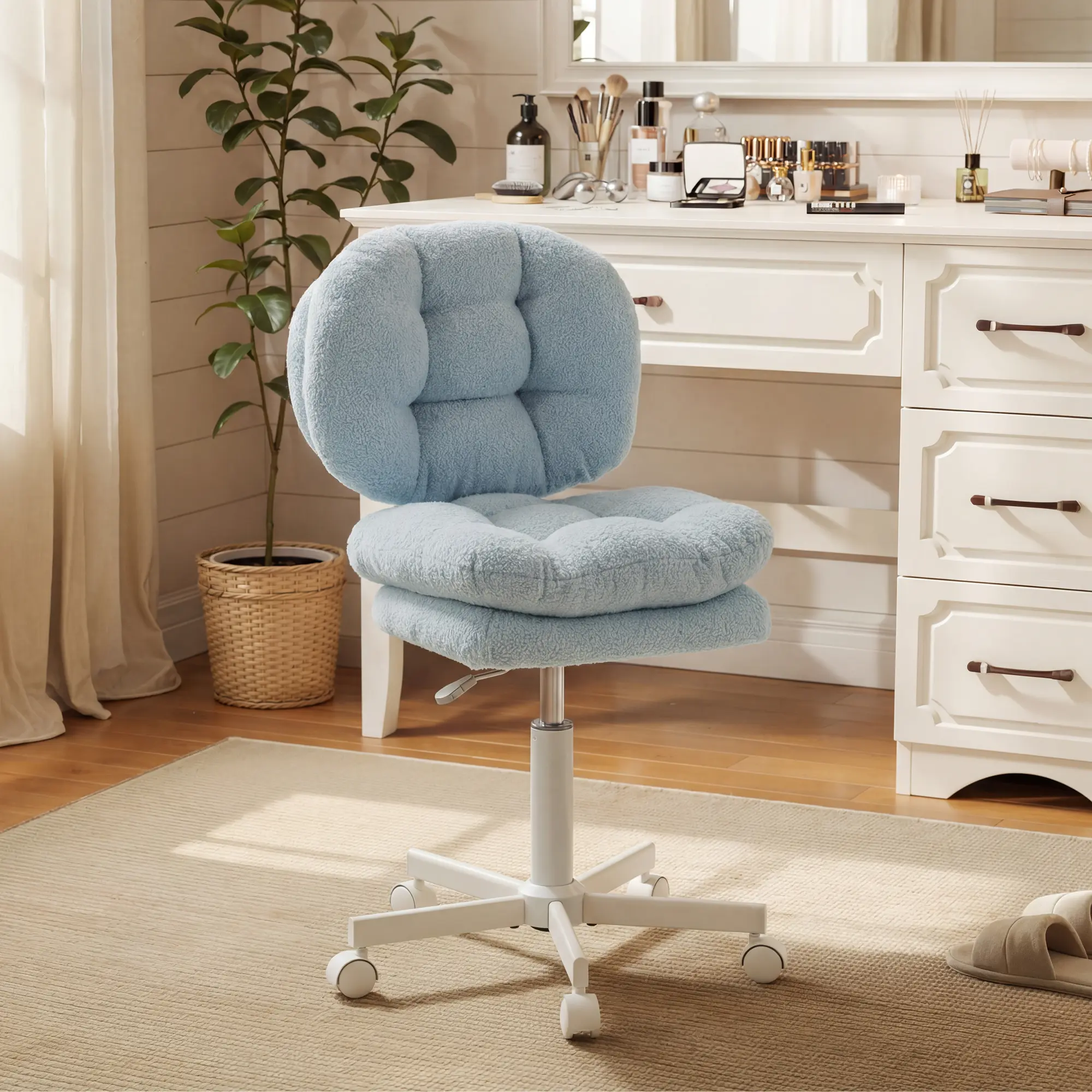 Small Vanity Chair with Wheels - Image 13