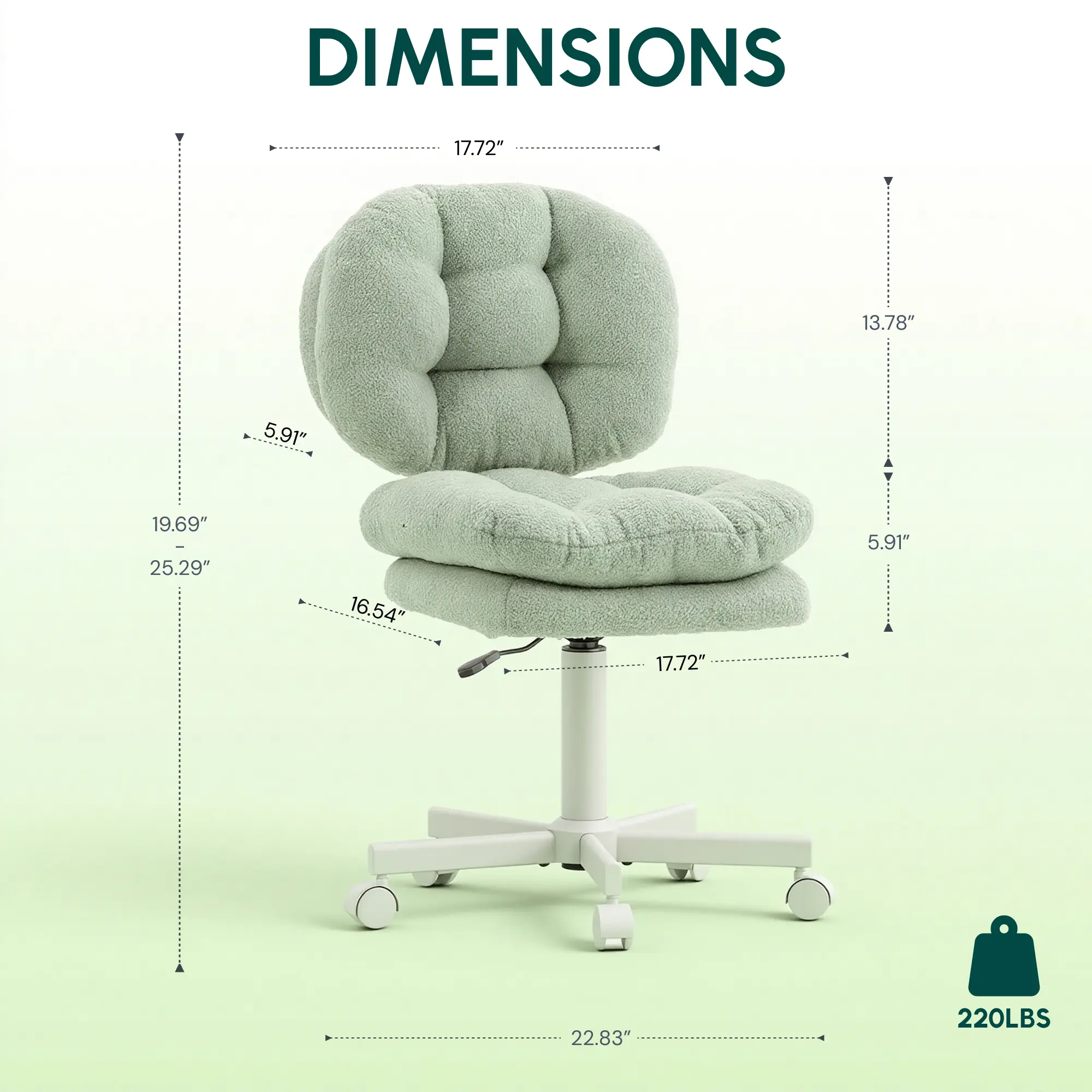 Small Vanity Chair with Wheels - Image 7