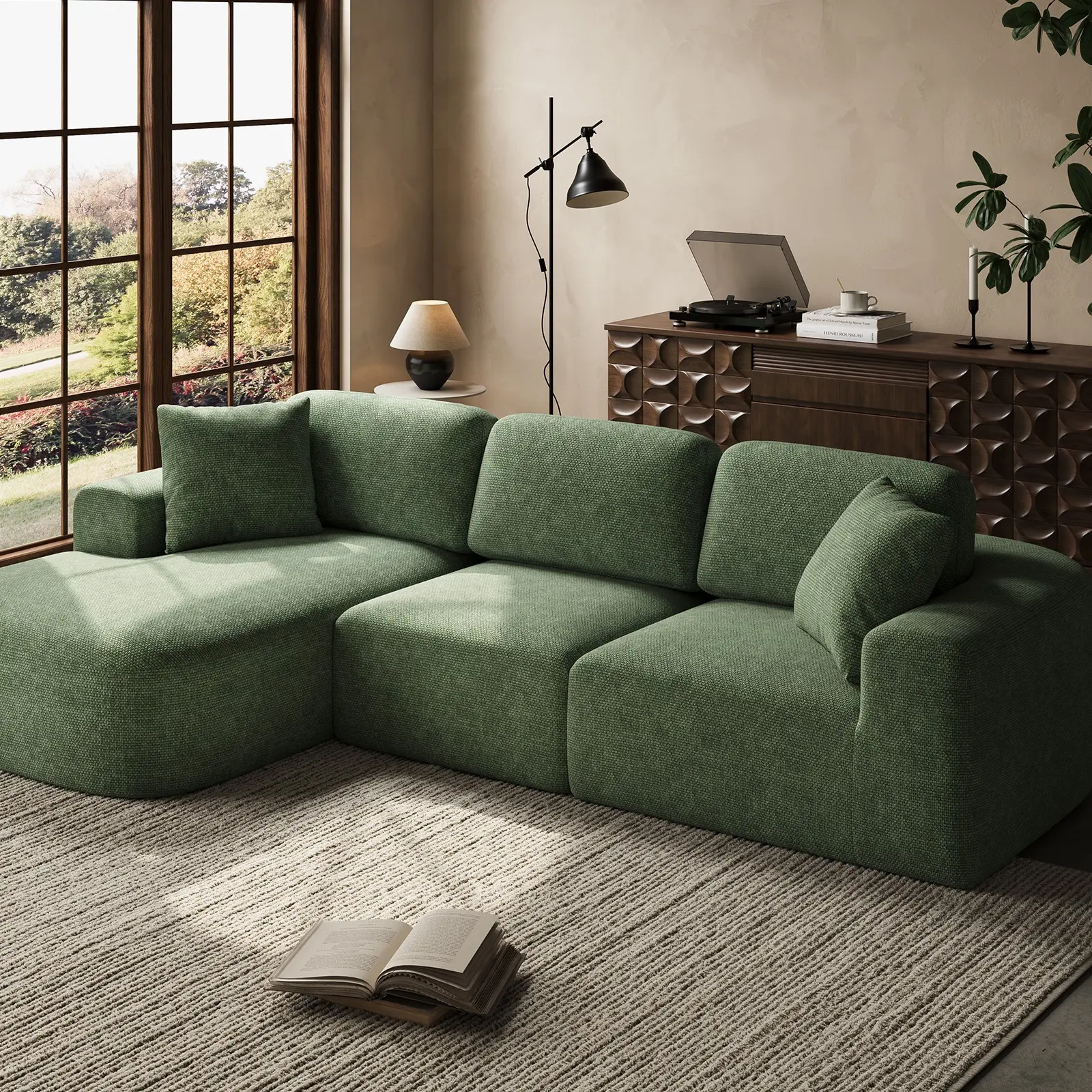 107'' Modular Sectional Sofa Couch with Chaise - Image 3