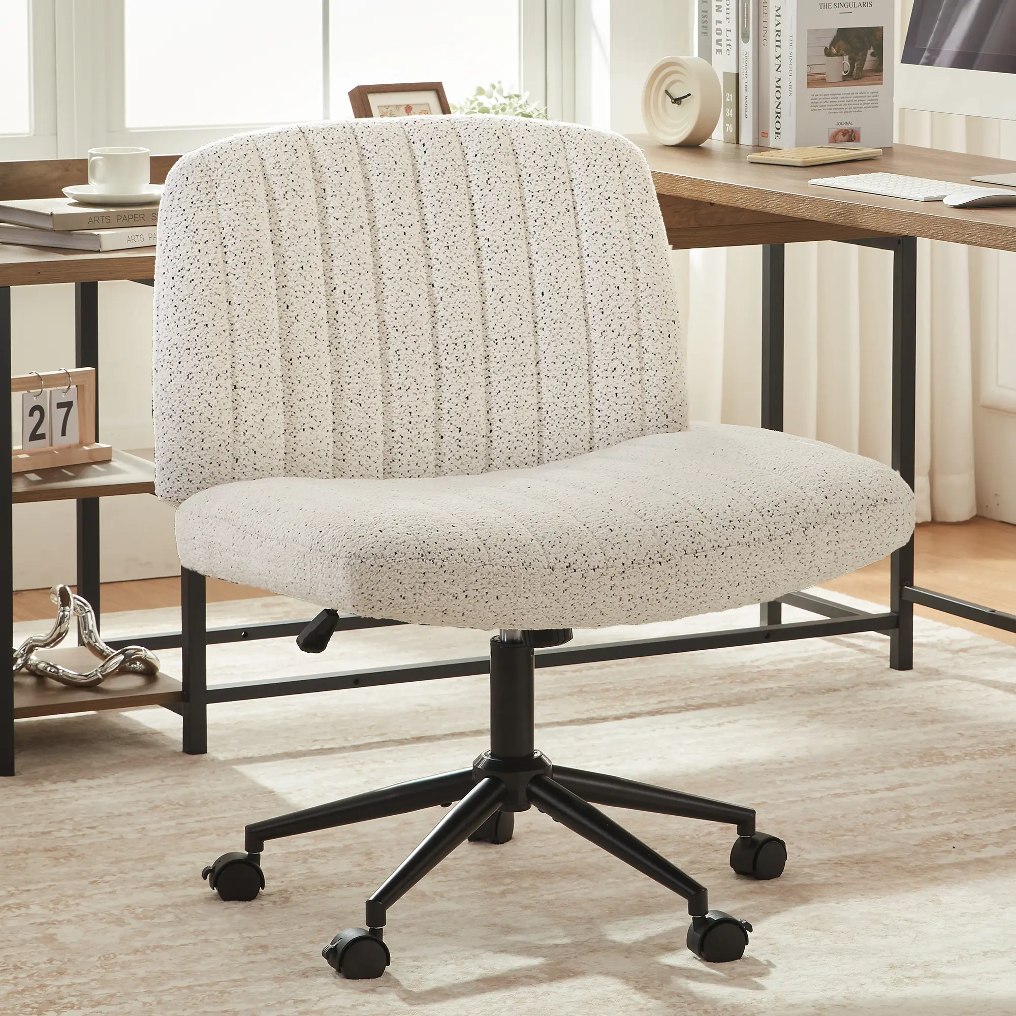 Criss Cross Chair with Wheels, Preminum Fabric and Pocket Spring Cushion