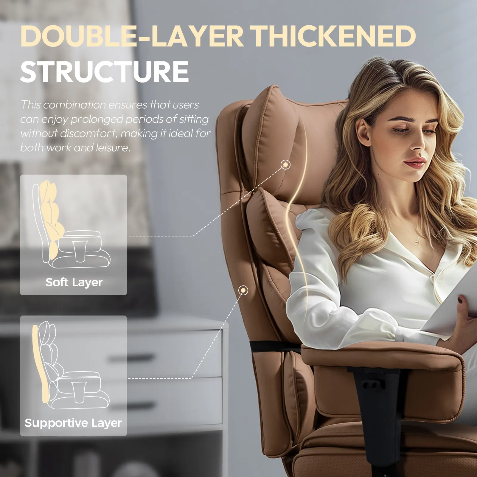 Ergonomic Office Chair - Big & Tall Executive Desk Chair with Pocket - Image 4