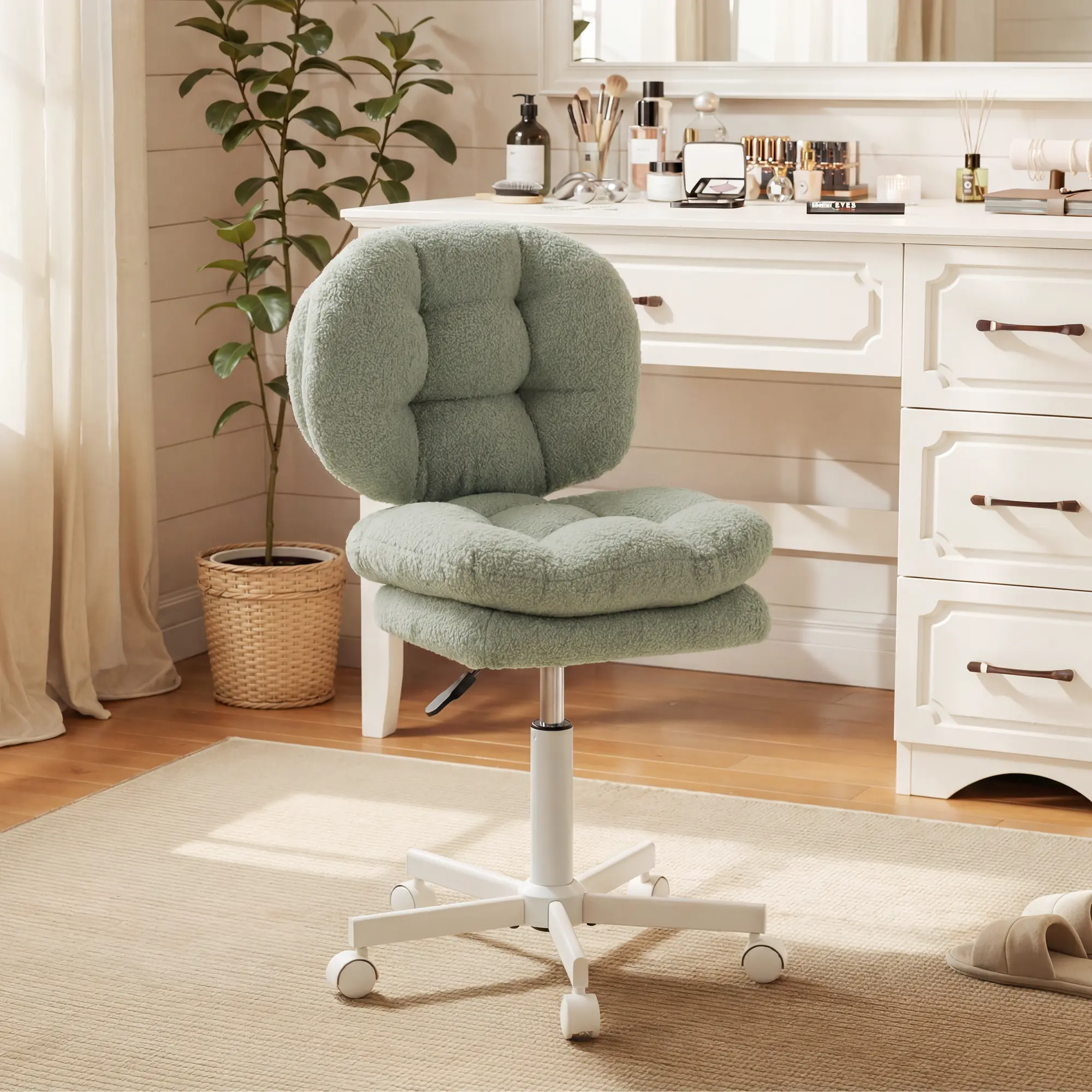 Small Vanity Chair with Wheels - Image 8