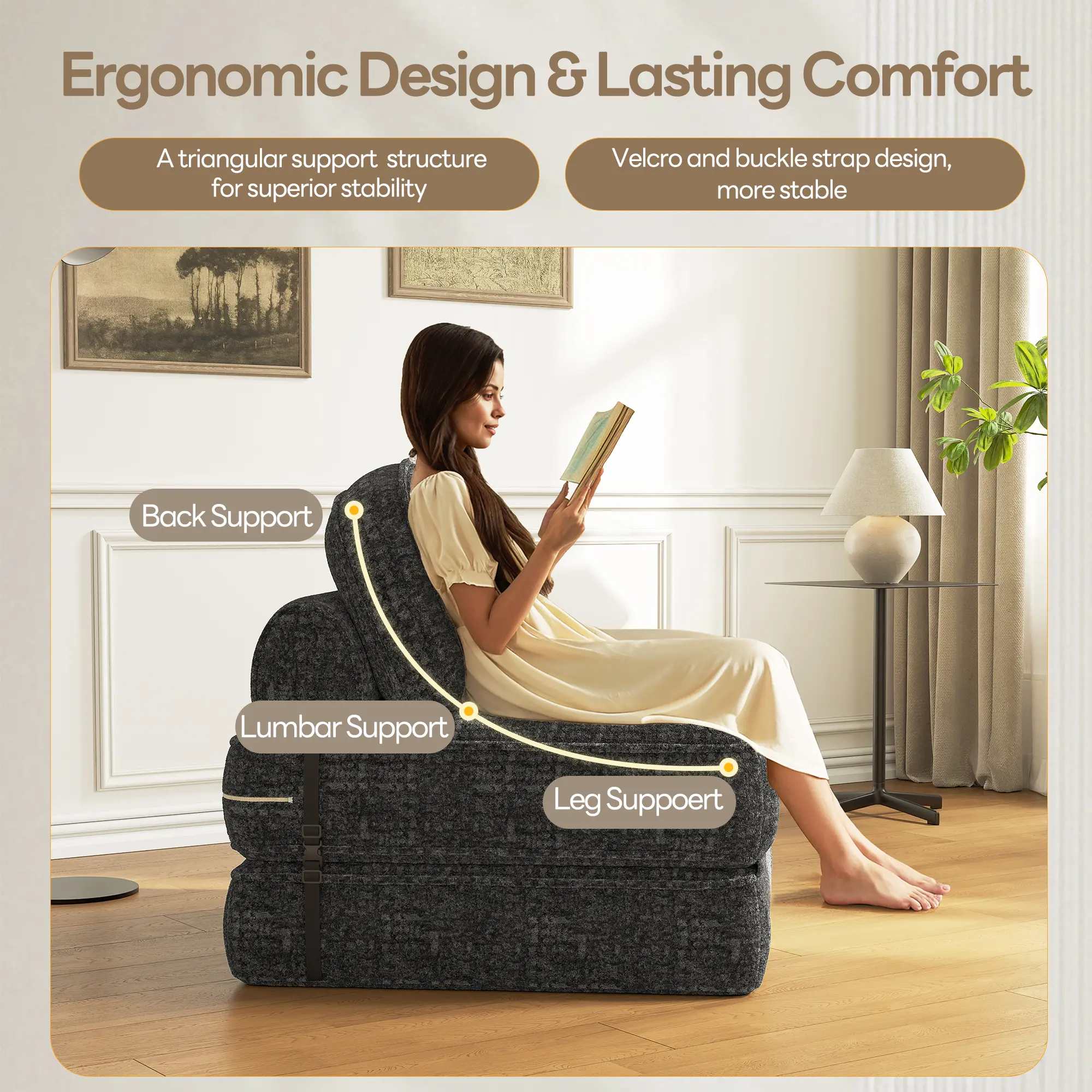 Summervibes Dowinx Foldable Velvet Sofa Bed - Image 5