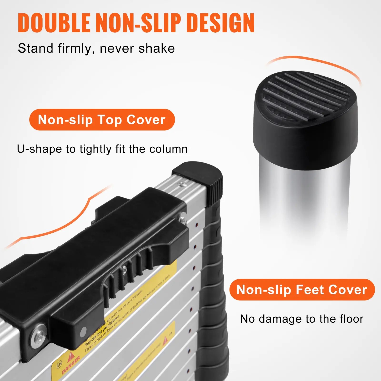 Retraction Collapsible Extension Ladder Capacity with Non-slip Feet - Image 6