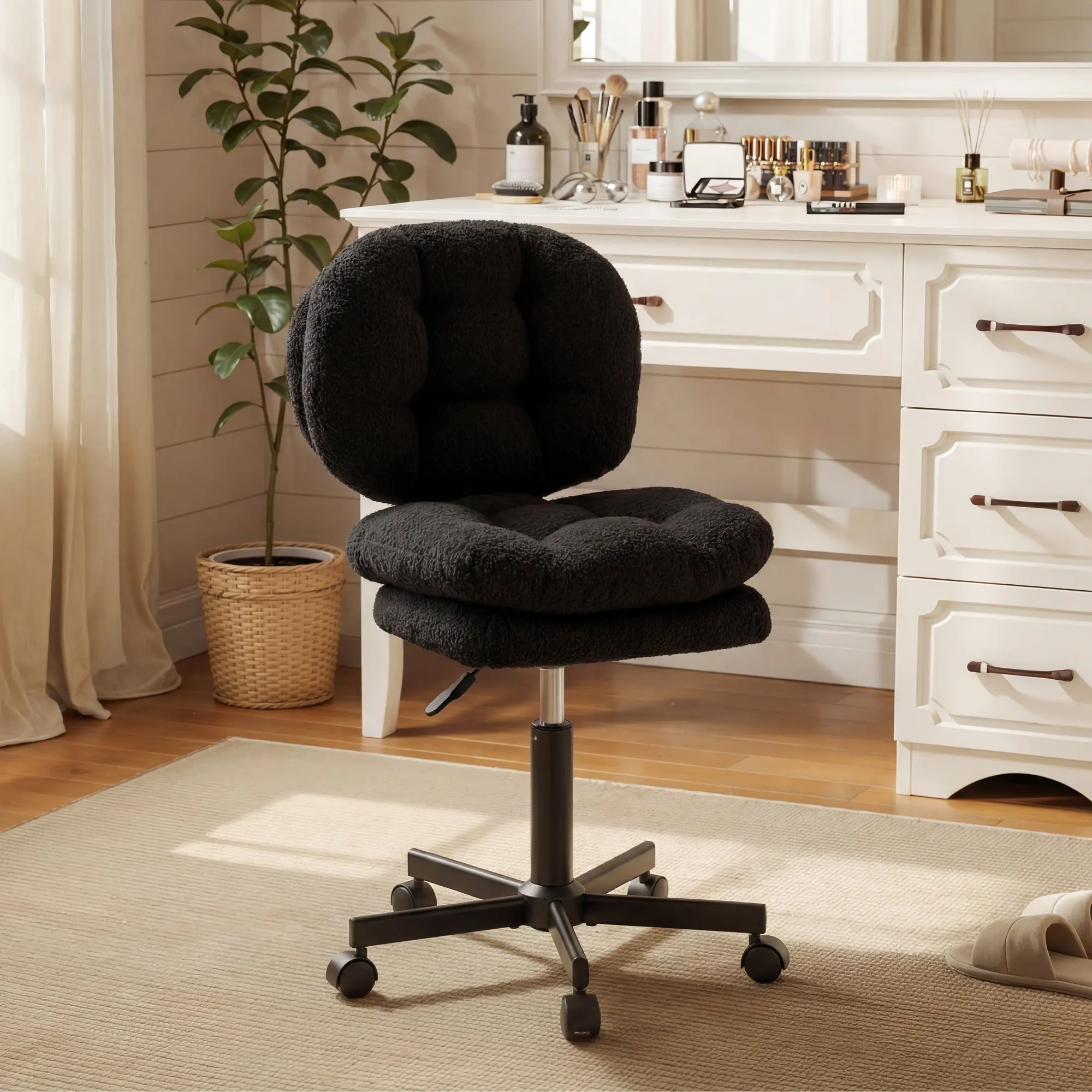 Small Vanity Chair with Wheels - Image 9