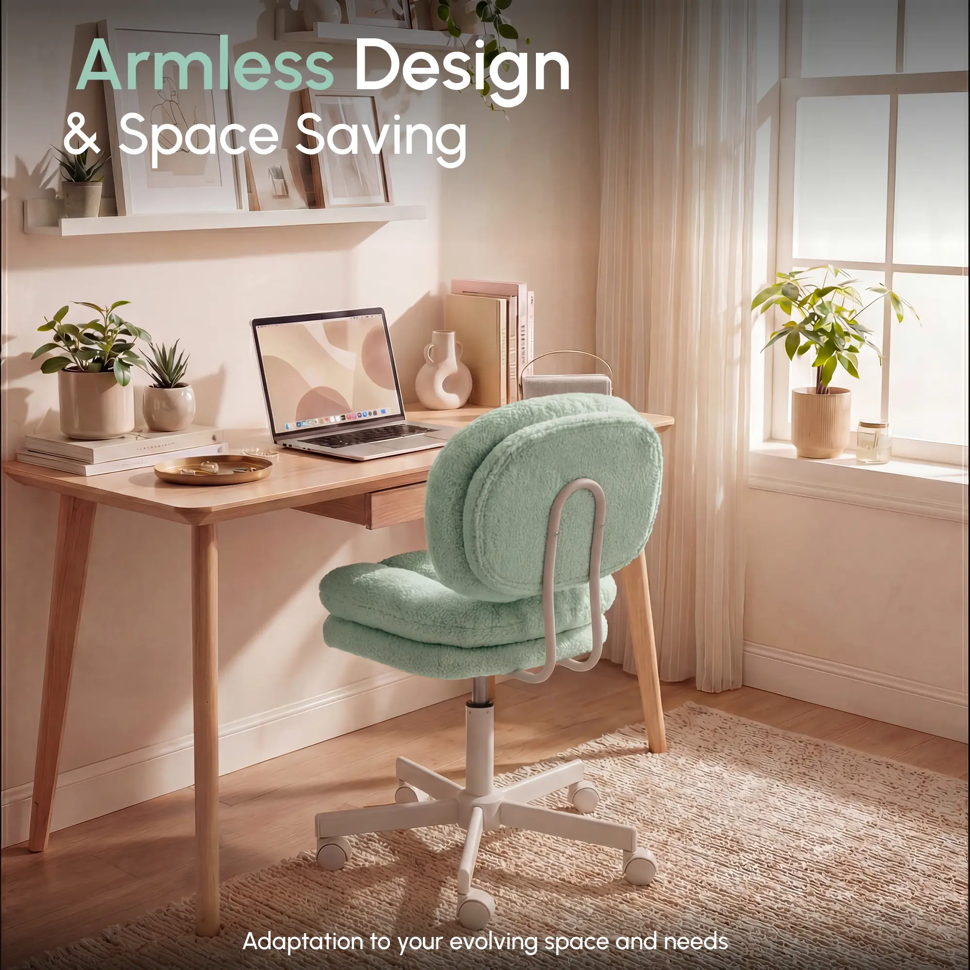 Small Vanity Chair with Wheels - Image 6