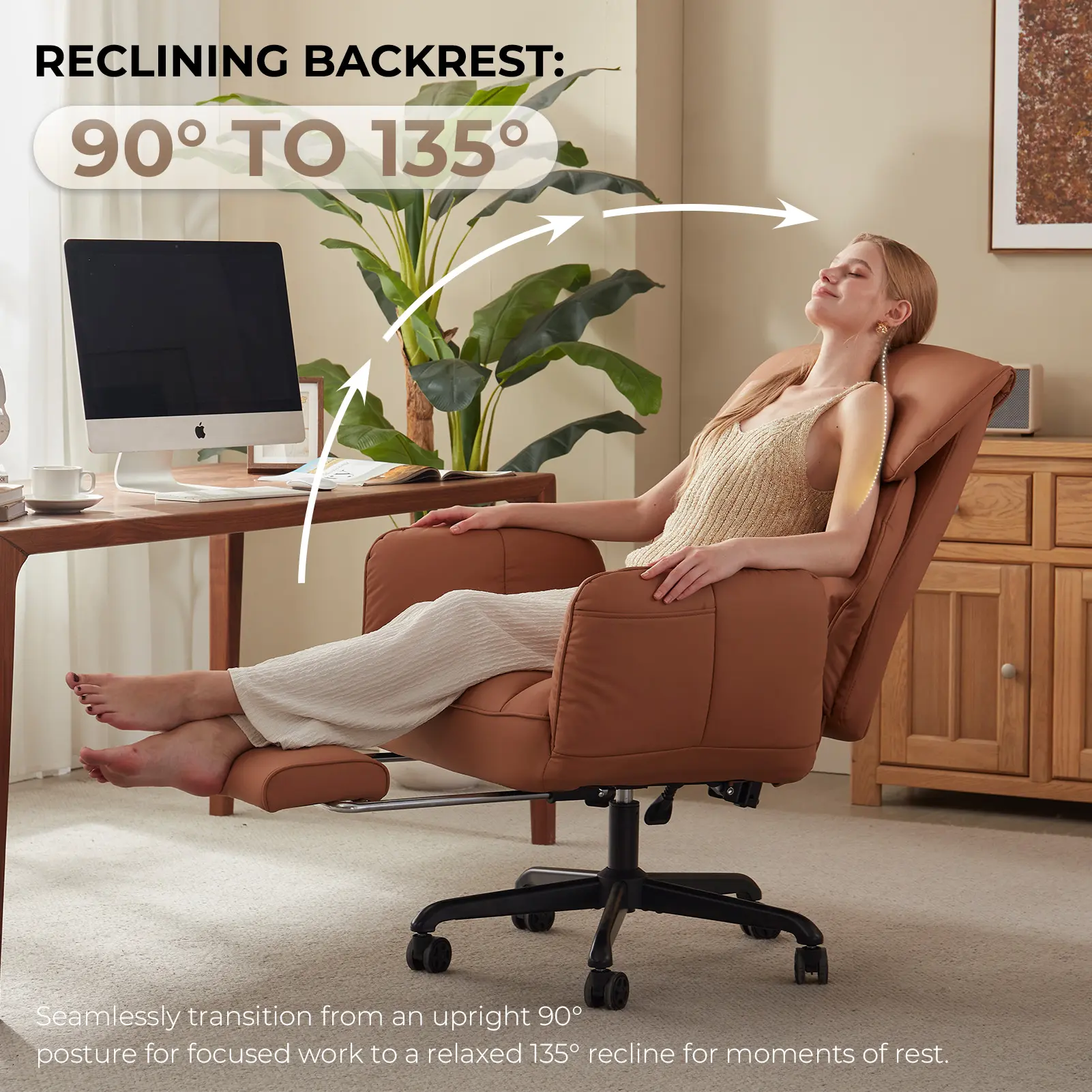 Cross Legged Office Chair with Pivoting Armrests - Image 2