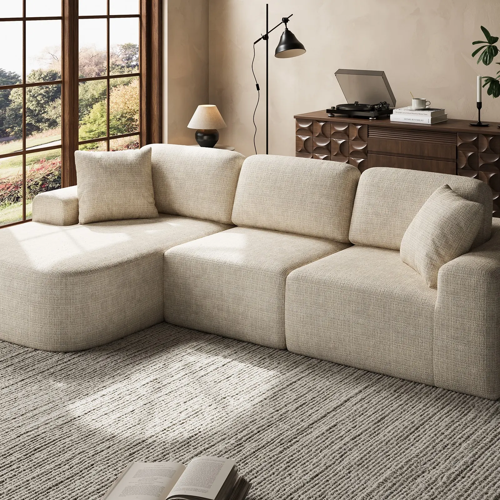 107'' Modular Sectional Sofa Couch with Chaise - Image 5