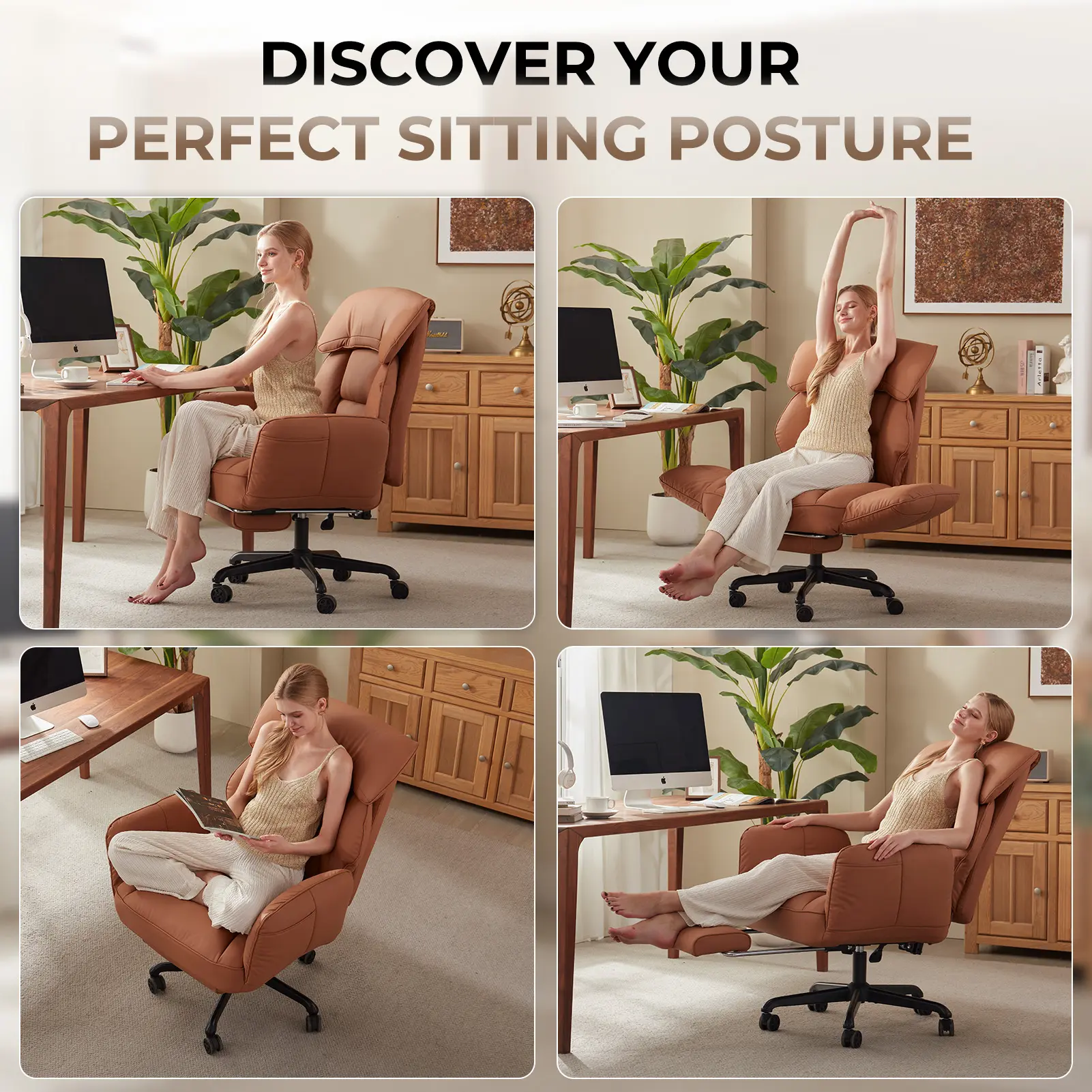 Cross Legged Office Chair with Pivoting Armrests - Image 6