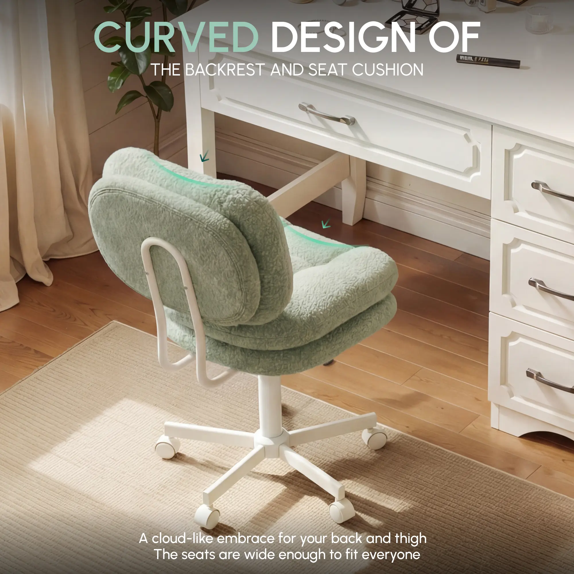Small Vanity Chair with Wheels - Image 3